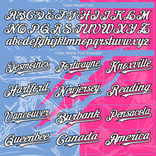 Load image into Gallery viewer, Custom Graffiti Pattern White Pink Light Blue-Black 3D Scratch Authentic Baseball Jersey
