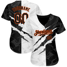Load image into Gallery viewer, Custom Graffiti Pattern Black-Orange 3D Scratch Authentic Baseball Jersey
