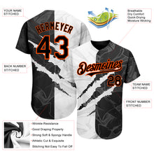 Load image into Gallery viewer, Custom Graffiti Pattern Black-Orange 3D Scratch Authentic Baseball Jersey
