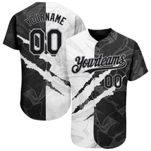 Load image into Gallery viewer, Custom Graffiti Pattern Black-Gray 3D Scratch Authentic Baseball Jersey
