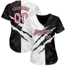 Load image into Gallery viewer, Custom Graffiti Pattern Medium Pink-Black 3D Scratch Authentic Baseball Jersey

