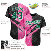 Load image into Gallery viewer, Custom Graffiti Pattern Kelly Green Black-Pink 3D Scratch Authentic Baseball Jersey

