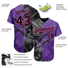 Load image into Gallery viewer, Custom Graffiti Pattern Black Purple-Pink 3D Scratch Authentic Baseball Jersey
