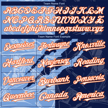Load image into Gallery viewer, Custom Graffiti Pattern White Navy Light Blue-Orange 3D Scratch Authentic Baseball Jersey

