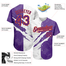 Load image into Gallery viewer, Custom Graffiti Pattern Purple-Orange 3D Scratch Authentic Baseball Jersey
