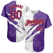 Load image into Gallery viewer, Custom Graffiti Pattern Purple-Orange 3D Scratch Authentic Baseball Jersey
