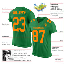 Load image into Gallery viewer, Custom Grass Green Bay Orange Mesh Authentic Football Jersey
