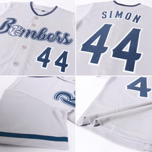 Load image into Gallery viewer, Custom Gray Navy-White Authentic Baseball Jersey
