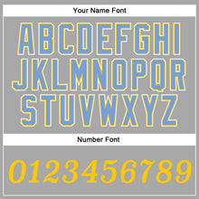 Load image into Gallery viewer, Custom Gray Gold-Light Blue Authentic Baseball Jersey

