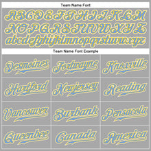 Load image into Gallery viewer, Custom Gray Gold-Light Blue Authentic Baseball Jersey
