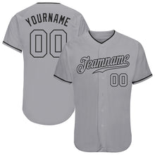 Load image into Gallery viewer, Custom Gray Gray-Black Authentic Baseball Jersey
