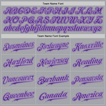 Load image into Gallery viewer, Custom Gray White-Purple Authentic Baseball Jersey
