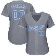 Load image into Gallery viewer, Custom Gray Light Blue-White Authentic Baseball Jersey
