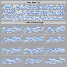 Load image into Gallery viewer, Custom Gray Light Blue-White Authentic Baseball Jersey
