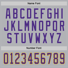 Load image into Gallery viewer, Custom Gray Purple-Gold Hockey Jersey
