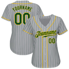 Load image into Gallery viewer, Custom Gray Green Pinstripe Green-Gold Authentic Baseball Jersey
