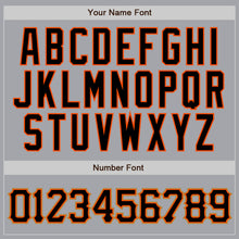 Load image into Gallery viewer, Custom Gray Black Pinstripe Black-Orange Authentic Baseball Jersey
