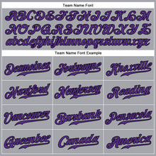 Load image into Gallery viewer, Custom Gray Purple-Black Authentic Sleeveless Baseball Jersey
