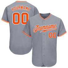 Load image into Gallery viewer, Custom Gray Orange-White Authentic Baseball Jersey
