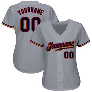 Custom Gray Navy Red-Old Gold Authentic Baseball Jersey