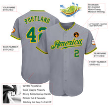 Load image into Gallery viewer, Custom Gray Kelly Green-Gold Authentic Baseball Jersey
