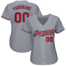 Load image into Gallery viewer, Custom Gray Red White-Royal Authentic Baseball Jersey
