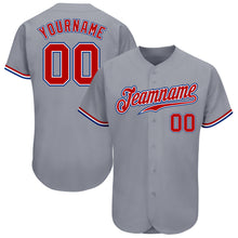 Load image into Gallery viewer, Custom Gray Red White-Royal Authentic Baseball Jersey

