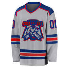 Load image into Gallery viewer, Custom Gray Royal-Red Hockey Jersey
