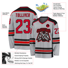 Load image into Gallery viewer, Custom Gray Red-Black Hockey Jersey
