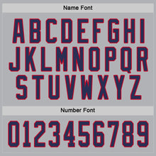 Load image into Gallery viewer, Custom Gray Navy-Red Hockey Jersey
