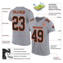 Load image into Gallery viewer, Custom Gray Black-Orange Mesh Authentic Football Jersey
