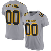 Load image into Gallery viewer, Custom Gray Black-Gold Mesh Authentic Football Jersey
