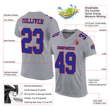Load image into Gallery viewer, Custom Gray Royal-Red Mesh Authentic Football Jersey
