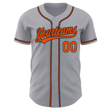 Load image into Gallery viewer, Custom Gray Orange-Black Authentic Baseball Jersey
