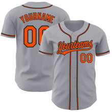 Load image into Gallery viewer, Custom Gray Orange-Black Authentic Baseball Jersey
