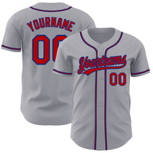 Load image into Gallery viewer, Custom Gray Red-Royal Authentic Baseball Jersey
