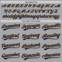 Load image into Gallery viewer, Custom Gray Navy-Old Gold Authentic Baseball Jersey
