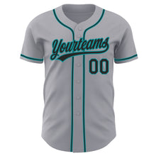Load image into Gallery viewer, Custom Gray Black-Teal Authentic Baseball Jersey
