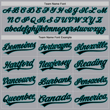 Load image into Gallery viewer, Custom Gray Black-Teal Authentic Baseball Jersey
