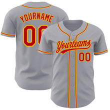 Load image into Gallery viewer, Custom Gray Red-Gold Authentic Baseball Jersey
