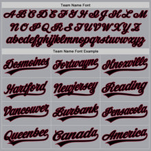 Load image into Gallery viewer, Custom Gray Black-Crimson Authentic Baseball Jersey
