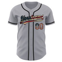 Load image into Gallery viewer, Custom Gray Vintage USA Flag-Black Authentic Baseball Jersey
