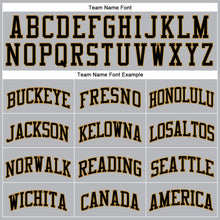 Load image into Gallery viewer, Custom Gray Black Pinstripe Black-Old Gold Authentic Basketball Jersey
