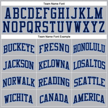 Load image into Gallery viewer, Custom Gray Navy Pinstripe Navy-Light Blue Authentic Basketball Jersey
