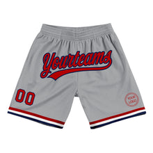 Load image into Gallery viewer, Custom Gray Red-Navy Authentic Throwback Basketball Shorts
