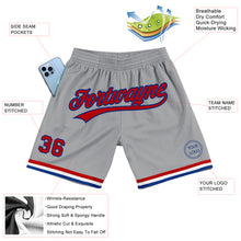 Load image into Gallery viewer, Custom Gray Red-Royal Authentic Throwback Basketball Shorts
