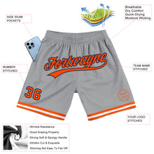 Load image into Gallery viewer, Custom Gray Orange-Navy Authentic Throwback Basketball Shorts
