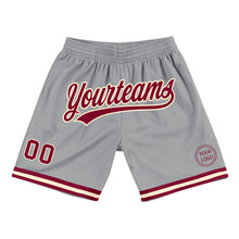 Load image into Gallery viewer, Custom Gray Maroon-Cream Authentic Throwback Basketball Shorts

