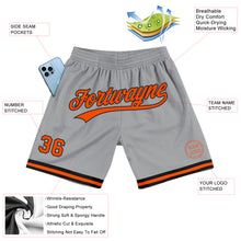 Load image into Gallery viewer, Custom Gray Orange-Black Authentic Throwback Basketball Shorts
