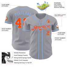 Load image into Gallery viewer, Custom Gray Orange-Light Blue Authentic Baseball Jersey
